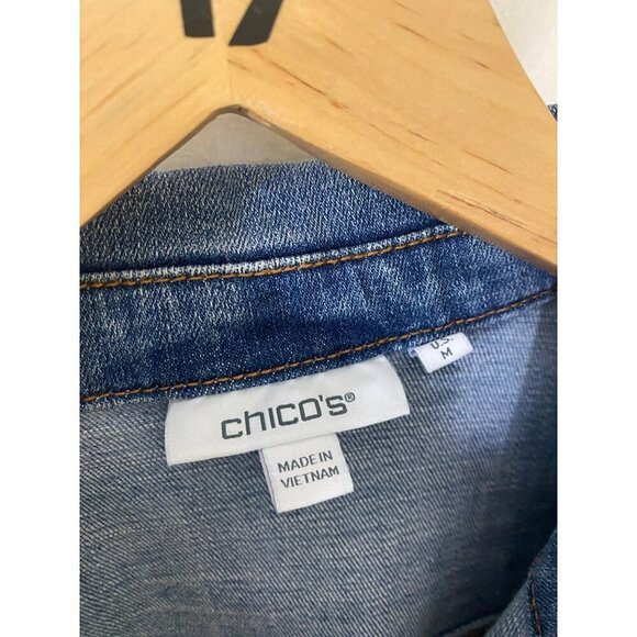 Chico's Women's Blue Button Front Classic Denim Jacket - Medium - Picture 3 of 14